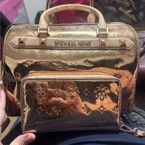 Michael Kors Gold and Tan Satchel Set